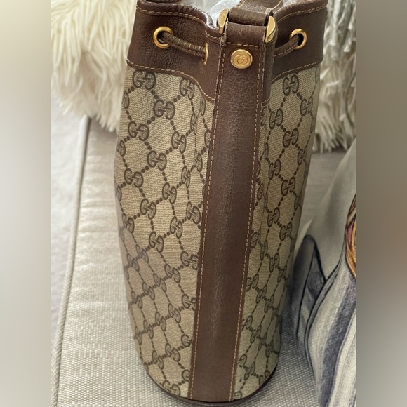 GUCCI 𝑉𝑖𝑛𝑡𝑎𝑔𝑒 MONOGRAM BUCKET DRAWSTRING BAG W/GUCCI DUST BAG🎬💯Authentic - Picture 4 of 16